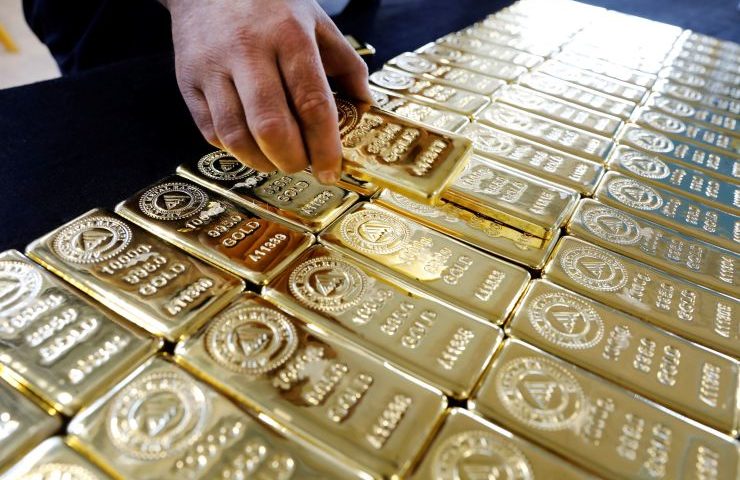 Gold eases on stronger equities, dollar