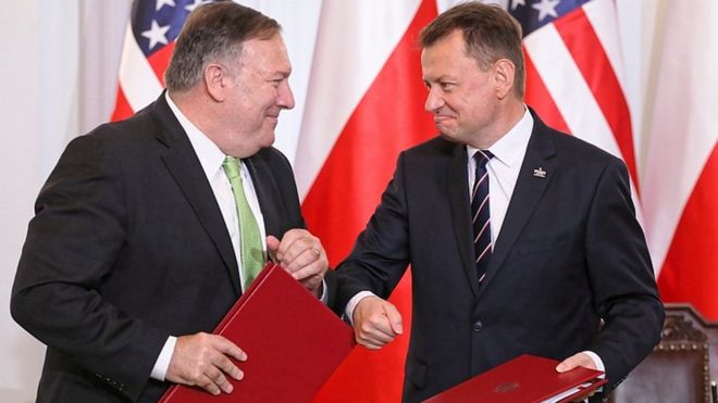 Pompeo signs deal to redeploy troops from Germany to Poland