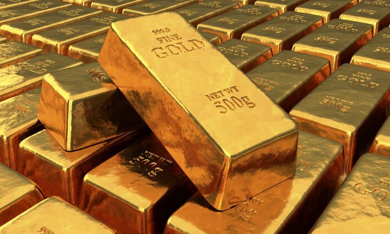 Gold prices settle at 1-week low as U.S. stock market tumbles