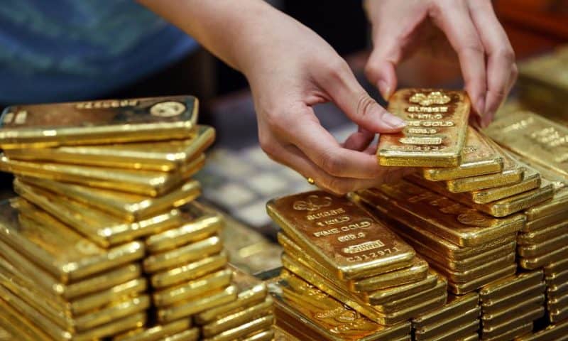 Gold settles lower, then climbs after Fed policy statement