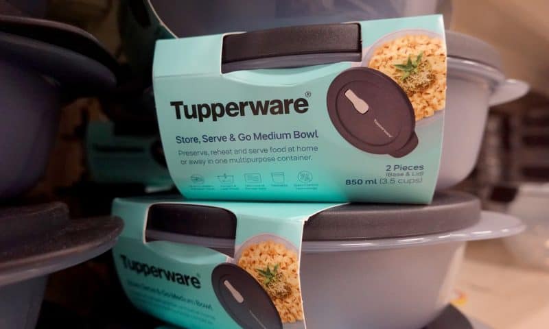 Tupperware stock tumbles toward snapping five-day win streak in which it soared more than 300%