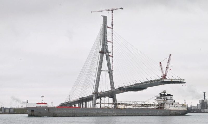 Workers Link US, Canadian Sides of New Gordie Howe International Bridge Over Detroit River