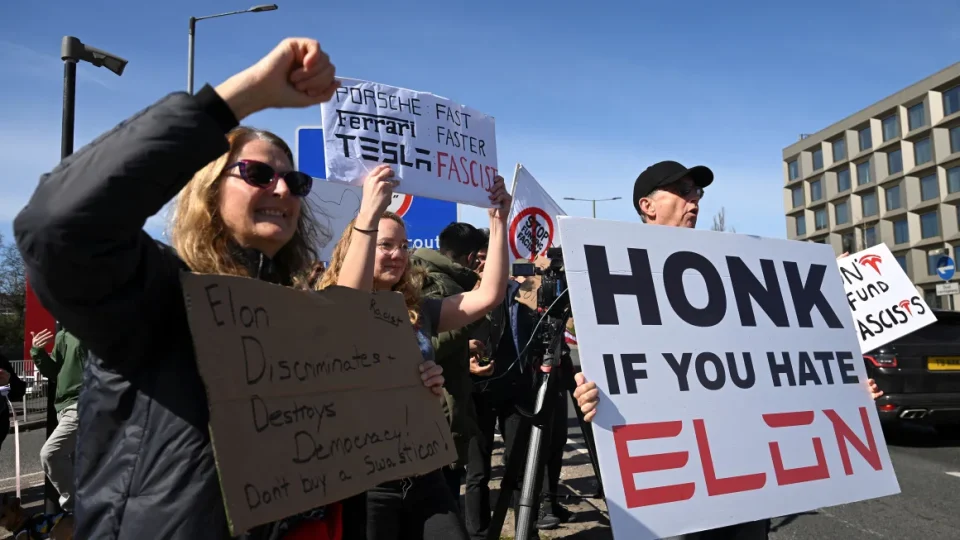 Over 200 ‘Tesla Takedown’ protests take place throughout US on ‘Global Day of Action’ against Elon Musk’s role with DOGE